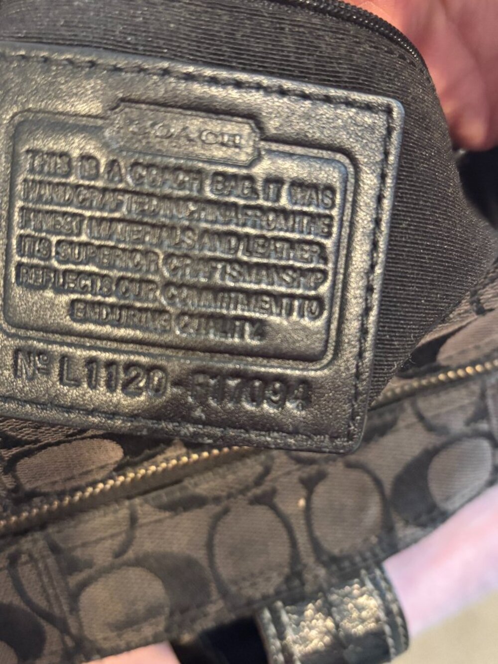 Coach Signature Black Canvas with leather handbag/purse tote/shoulder bag - Picture 2 of 8